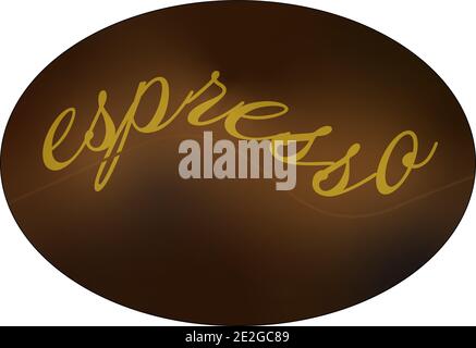 Kaffeebohnen-Logo auf weißem Hintergrund. Espresso-Textetikett auf brauner Kaffeebohne. Vektor Illustration kreatives Design Stock Vektor