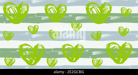 Nahtloses Muster. Horizontale Streifen. Vektor abstrakte Handzeichnung mit Streifen von Acrylfarben und Pinsel. Geometrische Textur, Hintergrund, Textil. Stock Vektor