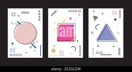 Set von Cover Design Broschüre Vorlage abstrakten Hintergrund geometrischen memphis Stil. Sie können für Werbung, Broschüre, Flyer, Buch, Promotion Verkauf verwenden Stock Vektor