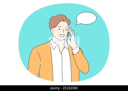 Telefonieren, Online-Kommunikation auf dem Smartphone, Chat-Konzept Stock Vektor