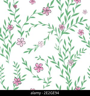 Der nahtlose Hintergrund des Sprigs mit Sakura. Vektorgrafik Stock Vektor