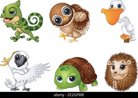 Vektor-Illustration von Wild Animal Cartoons Set Stock Vektor