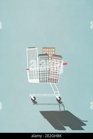 Hochhaus im Warenkorb Stockfoto