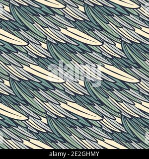 Vintage Nahtloses Muster mit handgezeichneten Flügeln Federn. Vektor-Doodle-Illustration Stock Vektor