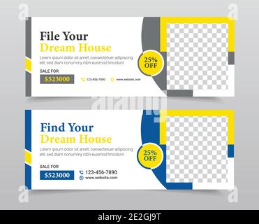 Immobilien digitales Marketing Corporate Social Media Cover Banner Vorlage Werbeaktion Stock Vektor