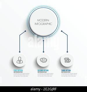 Abstrakte Elemente der Grafik Infografik Vorlage mit Etikett, integrierte Kreise. Geschäftskonzept mit 3 Optionen. Für Inhalt, Diagramm, Flussdiagramm, Schritt Stock Vektor