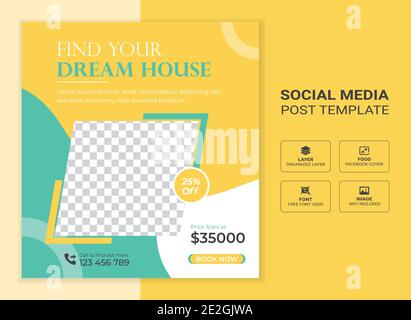 Immobilien digitales Marketing Corporate Social Media Cover Banner Vorlage Werbeaktion Stock Vektor