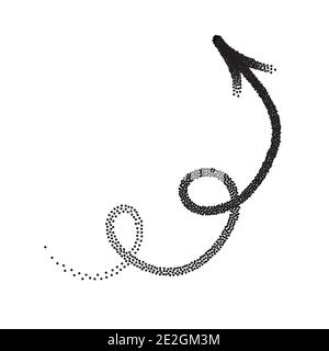 Handgezeichneter Stippelpfeilvektor im Skizzenstil isoliert auf weißem Hintergrund. Pfeile Bleistift Vektor-Illustration. Stock Vektor