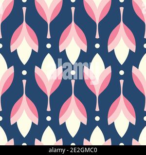 Blumenmuster. Hübsche Vektor nahtlose Wiederholung von Fuchsia Blumen. Stock Vektor