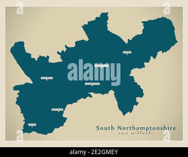 South Northamptonshire District map - England Großbritannien Stock Vektor