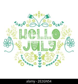 Hallo Juli Schriftzug. Elemente für Einladungen, Poster, Grußkarten. Seasons Greetings Stock Vektor