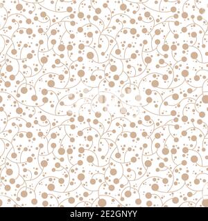 Beige Blatt nahtlose Textur floralen Muster. Vector Braune Blätter und Sprossen. Illustrierter Hintergrund. Print für Textilgewebe oder Web. Weiß Stock Vektor