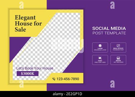 Immobilien digitales Marketing Corporate Social Media Cover Banner Vorlage Werbeaktion Stock Vektor