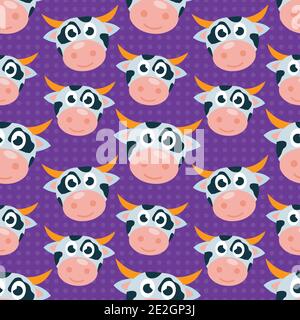 Cute Kuh Kopf nahtlose Muster Vektor Illustration Stock Vektor