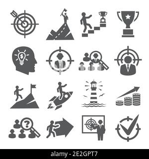 Ziel- und Zielsymbole auf weißem Hintergrund Stock Vektor