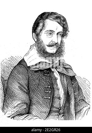 Lajos Kossuth de Kossuth et Udvard, Ludwig Kossuth, 19. September 1802 - 20. März 1894, Rechtsanwalt, Politiker und 1848/49 einer der Führer des ungarischen Unabhängigkeitsaufstandes gegen Österreich / Lajos Kossuth de Kossuth et Udvard, Ludwig Kossuth, 19. 1802. - 20. September. März 1894, Rechtsanwalt, Politiker und in den Jahren 1848/49 einer der Führer der Ungarischen Unabhängigkeits-Erhebung gegen Österreich, Historisch, historisch, digital verbesserte Reproduktion eines Originals aus dem 19. Jahrhundert / digitale Reproduktion einer Originalvorlage aus dem 19ten Jahrhundert. Jahrhundert Stockfoto