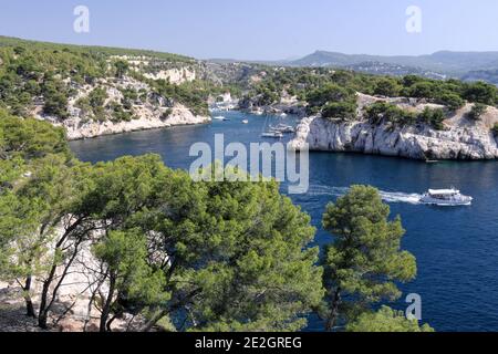 Cassis (Südostfrankreich): Überblick über die felsige Bucht 'Calanque de Port-Miou' Stockfoto