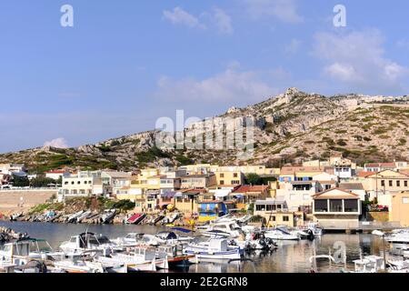 Marseille (Südostfrankreich): Dorf Les Goudes im Bezirk Pointe-Rouge Stockfoto