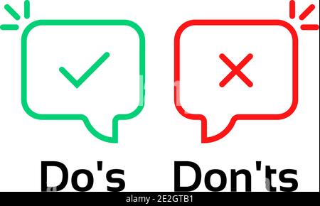 Dünne Linie tun s und don ts Blase Stock Vektor