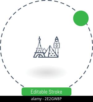 Orientierungspunkte Vektorsymbol bearbeitbare Konturumrisssymbole für Web und Mobil Stock Vektor