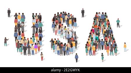 USA Flagge von vielen Menschen gemacht, große Menschenmenge Form. Gruppe von Menschen bleiben in US-Kartenbildung. Infografik der Vereinigten Staaten von Amerika, Vektorgrafik Stock Vektor