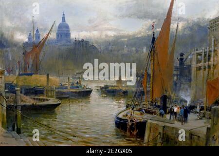 Blick auf die St Paul's Cathedral vom Südufer der Themse, 1899 London, von Albert Goodwin 1845 – 1932 England, 1845 – London