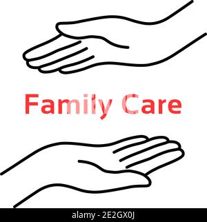 Familienpflege-Logo mit dünner Hand Stock Vektor