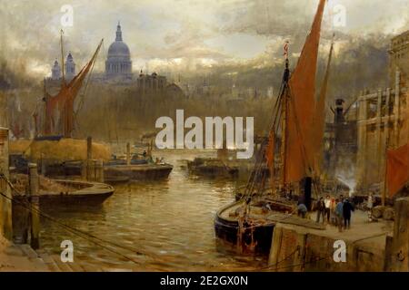 Blick auf die St Paul's Cathedral vom Südufer der Themse, 1899 London, von Albert Goodwin 1845 – 1932 England, 1845 – London