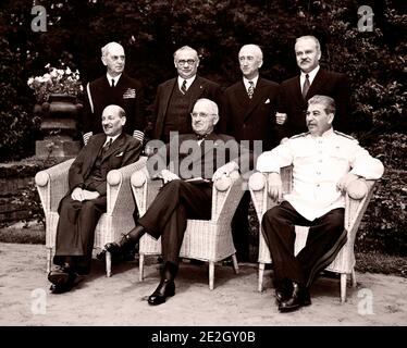 Die Potsdamer Konferenz (Potsdamer Konferenz) wurde auf dem Schloss Cecilienhof, der Heimat von Kronprinz Wilhelm in Potsdam statt, besetzten Deutschland, vom 17. Juli bis 2. Stockfoto