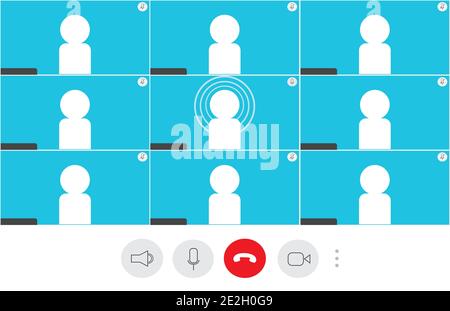 Benutzeroberfläche für Videoanrufe mit Steuerungstasten Stock Vektor