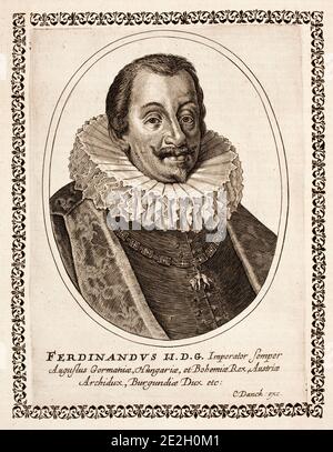 Euroeischer Machthaber des 16. Und 17. Jahrhunderts. Porträt von Ferdinand II., Heiliger römischer Kaiser (1578-1637). Amsterdam, 1642 Stockfoto