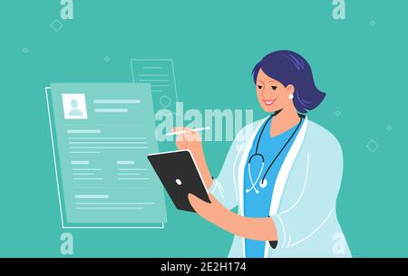 Elektronisches Patientenprofil oder medizinische Online-Beratung Stock Vektor