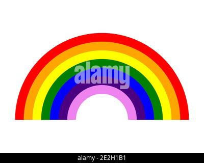 Regenbogen mit sieben Farben (Rot, Orange, Gelb, Grün, Blau, Indigo, Violett) Symbol. Vektorbild. Stock Vektor
