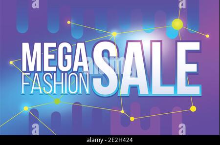Mega Fashion Sale Banner. Angebote und Rabatte. Vorlage für Aktionsgutscheine. Vektorgrafik Stock Vektor