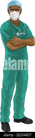Arzt oder Krankenschwester in Scrubs Uniform und medizinische PSA Stock Vektor