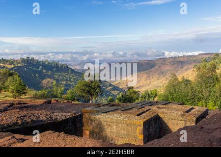 Bete Giorgis Bet Giyorgis Felsenkirche zum UNESCO-Weltkulturerbe, Lalibela, Äthiopien, Afrika  Stockfoto