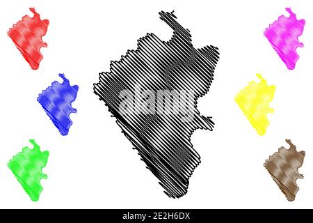 Mississippi County, Missouri (US County, Vereinigte Staaten von Amerika, USA, USA, US) Kartenvektordarstellung, Scribble Skizze Mississippi Karte Stock Vektor