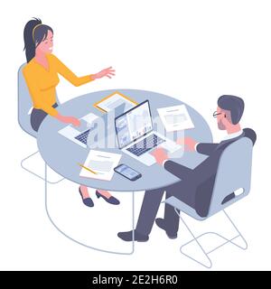 Junge Berufstätige bei der Arbeit Stock Vektor