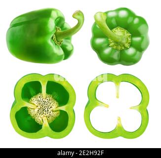 Grüne Paprika Sammlung isoliert auf weißem Bacjground Stockfoto