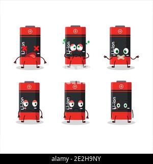 Li-Ion-Batterie Cartoon-Charakter mit nope Ausdruck. Vektorgrafik Stock Vektor