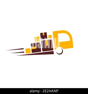Schneller Versand. Flaches Vektor-Symbol des Lieferwagens isoliert auf Weiß. Express Delivery Icon Konzept für Websites. Stock Vektor