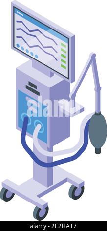 Beatmungssymbol des Patienten. Isometrisches Vektor-Symbol des Beatmungsgeräts für das Web-Design auf weißem Hintergrund isoliert Stock Vektor