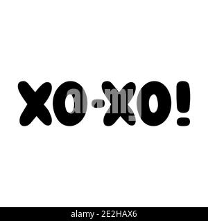 XO xo. Handgeschriebener rundlicher Schriftzug isoliert auf weißem Hintergrund. Stock Vektor