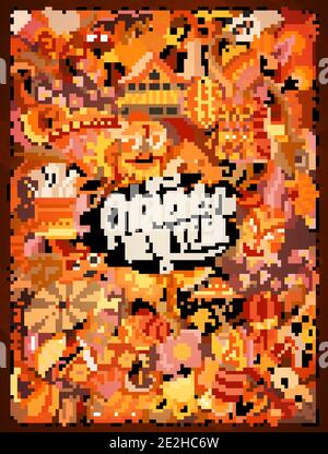 Chinesische Neujahr Hand gezeichnet Vektor-Doodles Illustration Stock Vektor