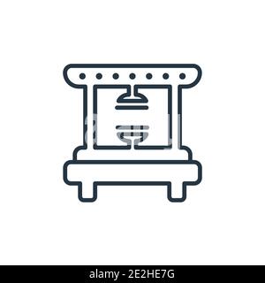 Symbol für den Umrissvektor der Maschine drücken. Dünne Linie schwarz Maschine drücken Symbol, flache Vektor einfache Element Illustration aus editierbaren Industrie Konzept isoliert Stock Vektor