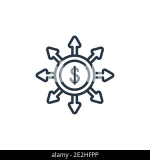 Symbol für „Kontur diversifizieren“. Dünne Linie schwarz Diversifizieren Symbol, flache Vektor einfache Element Illustration aus editierbaren Marketing-Konzept isolierte Kontur Stock Vektor