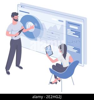 Junge Berufstätige bei der Arbeit Stock Vektor