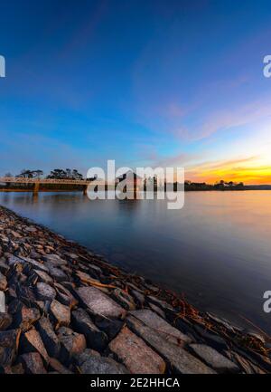 Sonnenuntergang am Cropston Reservoir in Leicestershire Stockfoto