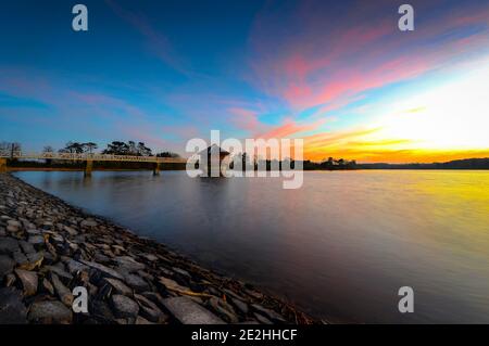 Sonnenuntergang am Cropston Reservoir in Leicestershire Stockfoto