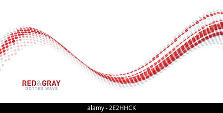 Abstrakte einfache rote und graue gepunktete Welle auf weißem Hintergrund. Vektorgrafiken Stock Vektor
